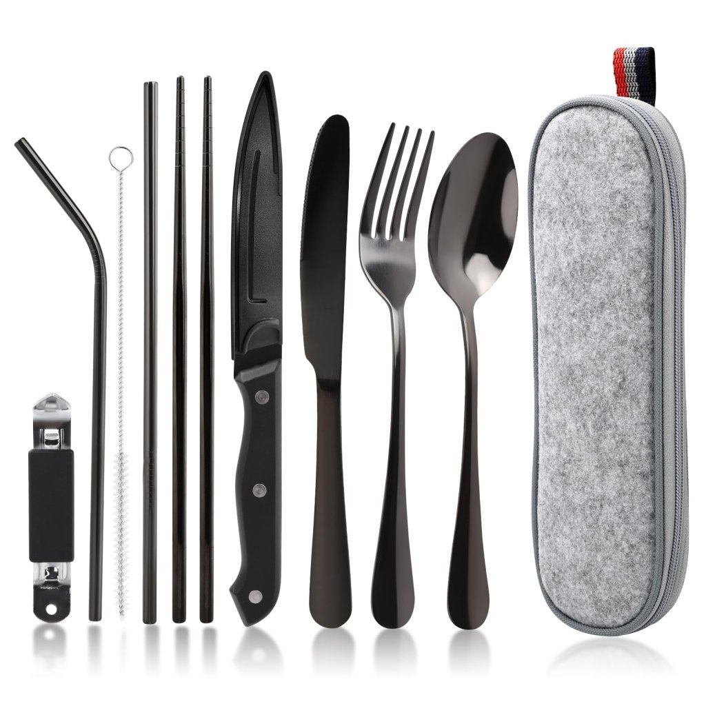 Camping Cutlery Set — 9 Piece Stainless Steel with Carry Case - The Kit List